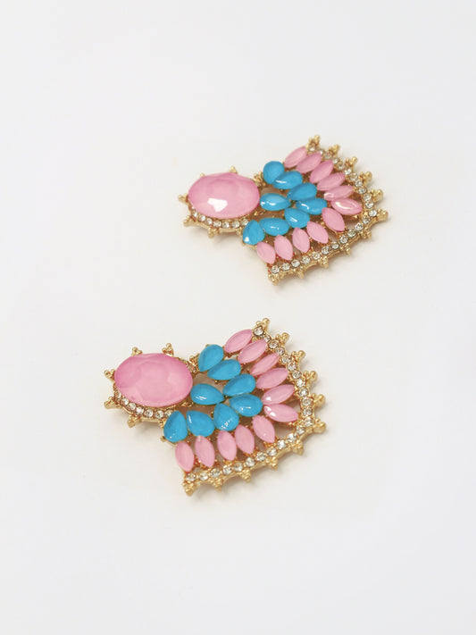 BRINCOS PEDRAS ROSA E AZUL