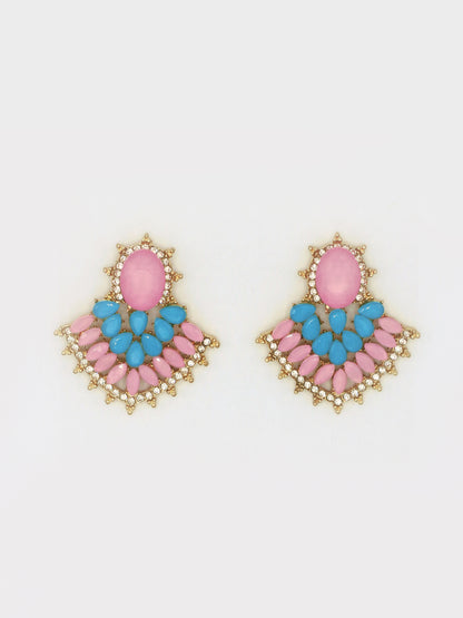 BRINCOS PEDRAS ROSA E AZUL