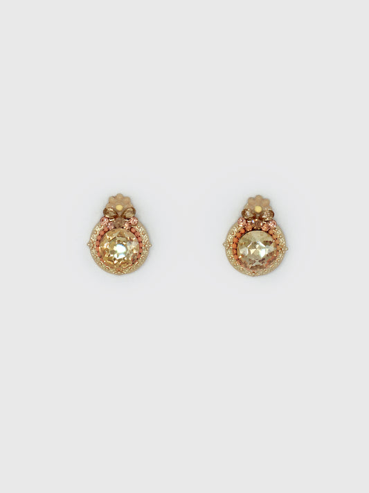 BRINCOS PEDRAS FLOR BEGE